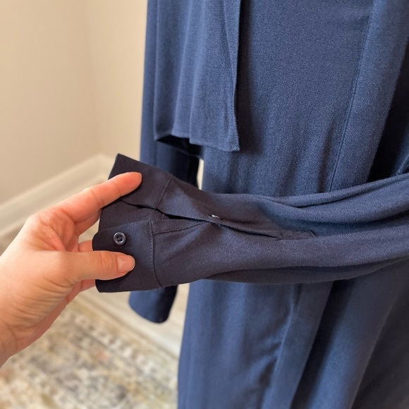 Brochu Walker Chic Navy Button Up Viscose Shirt Dress Knee Length, Size S - Picture 4 of 6